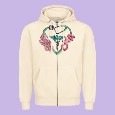 Cma  Heart Zipper Hoodie Designed By Maliassmallbusiness