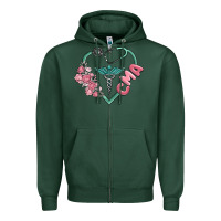 Sports Green cma  heart Zipper Hoodie - MaliasSmallBusiness