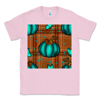 Bubblegum Pink turquoise pumpkin plaid seamless pattern Classic Tee - BundleAndBundleShop
