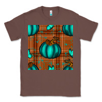 Chestnut turquoise pumpkin plaid seamless pattern Classic Tee - BundleAndBundleShop