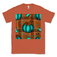 Copper turquoise pumpkin plaid seamless pattern Classic Tee - BundleAndBundleShop