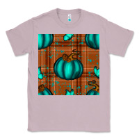 Lilac turquoise pumpkin plaid seamless pattern Classic Tee - BundleAndBundleShop