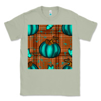 Matcha turquoise pumpkin plaid seamless pattern Classic Tee - BundleAndBundleShop