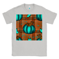 Moon Dust turquoise pumpkin plaid seamless pattern Classic Tee - BundleAndBundleShop