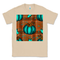 Mushroom turquoise pumpkin plaid seamless pattern Classic Tee - BundleAndBundleShop