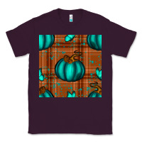 Plum turquoise pumpkin plaid seamless pattern Classic Tee - BundleAndBundleShop