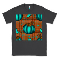 Smoke turquoise pumpkin plaid seamless pattern Classic Tee - BundleAndBundleShop