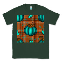 Sports Green turquoise pumpkin plaid seamless pattern Classic Tee - BundleAndBundleShop
