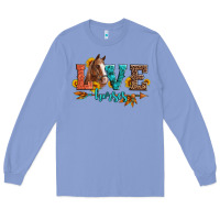 Colony Blue love horses  leather turquoise leopard Long Sleeve Tee - Artiststas