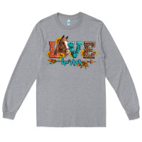 Heather Grey love horses  leather turquoise leopard Long Sleeve Tee - Artiststas