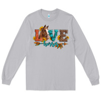Moon Dust love horses  leather turquoise leopard Long Sleeve Tee - Artiststas