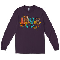 Plum love horses  leather turquoise leopard Long Sleeve Tee - Artiststas