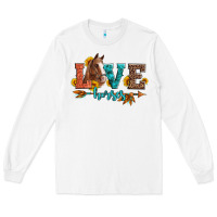 White love horses  leather turquoise leopard Long Sleeve Tee - Artiststas