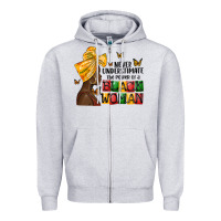 Heather Grey never understimate the power of a black woman Zipper Hoodie - MaliasSmallBusiness