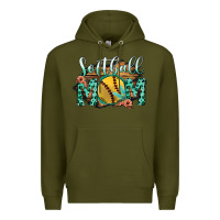 Army Green Softball Mom Premium Hoodie - Bettercallsaul