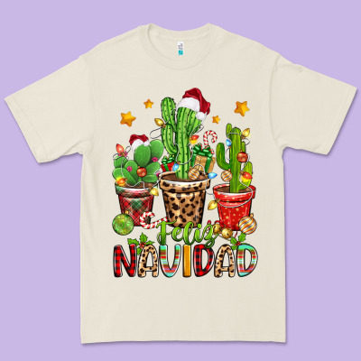 Christmas Cactus Feliz Navidad Premium Tee Designed By Zillion Design Studio