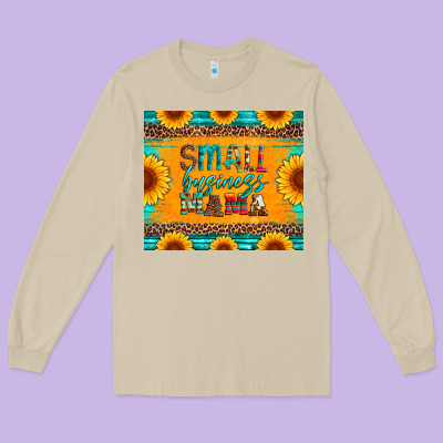 Small Business Mama Leopard Turquoise Aztec Serape Cowhide Sunflowers Long Sleeve Tee Designed By Artiststas