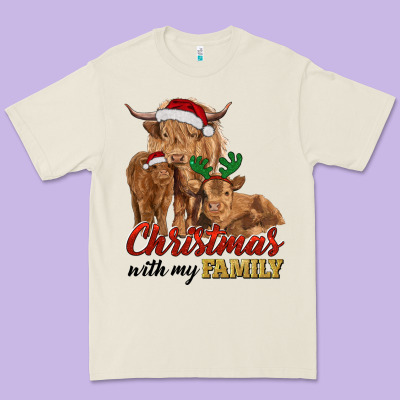 Premium Tee Cow and Calves Christmas with My Family