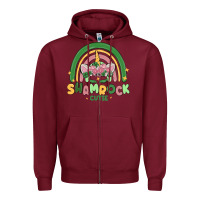 Burgundy shamrock cutie Zipper Hoodie - MaliasSmallBusiness