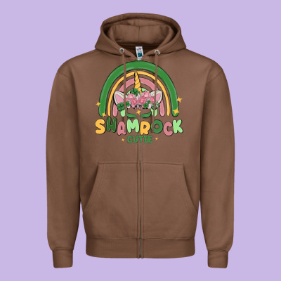 Shamrock Cutie Zipper Hoodie Designed By Maliassmallbusiness