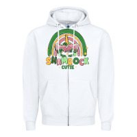White shamrock cutie Zipper Hoodie - MaliasSmallBusiness