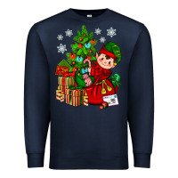 Navy Santa's Elf Christmas Premium Sweatshirt - BundleAndBundleShop