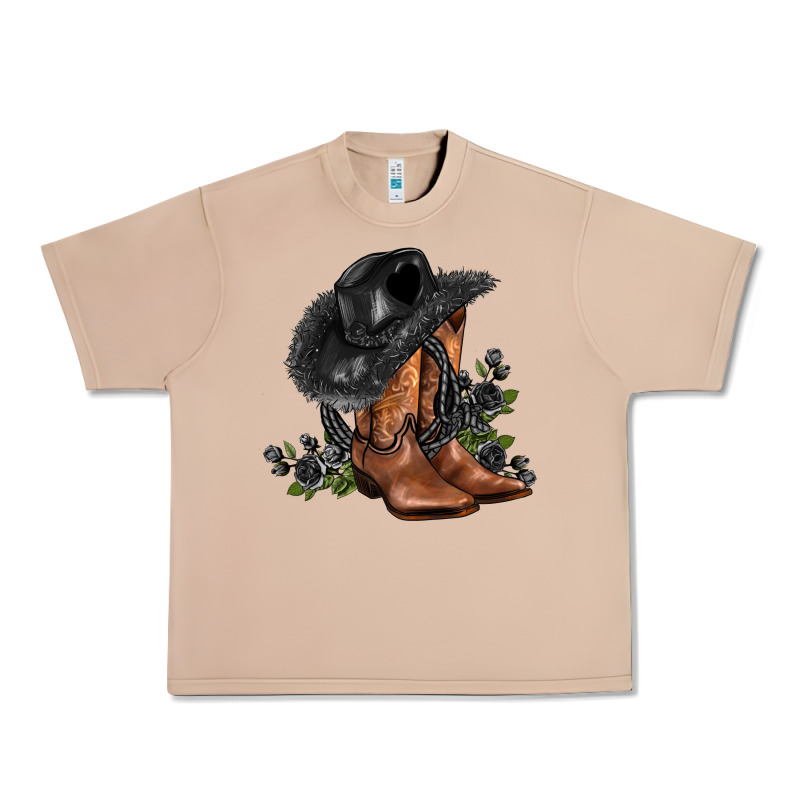 Black Cowgirl  And Roses Urban Heavy Tee by AdoDesignShop | Teevron