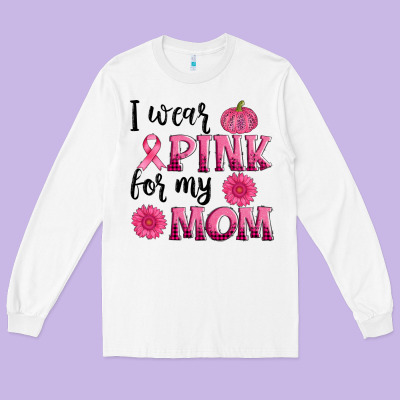 I Wear Pink For My Mom Sunlower And Pumpkin Long Sleeve Tee Designed By Adodesignshop
