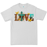 Dove Grey love with cross Premium Tee - texasbilliewilder