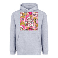 Heather Grey christmas cake and pink mug seamless pattern bbs Heavyweight Hoodie - BundleAndBundleShop