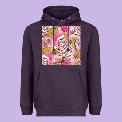 Christmas Cake And Pink Mug Seamless Pattern Bbs Heavyweight Hoodie Designed By Bundleandbundleshop