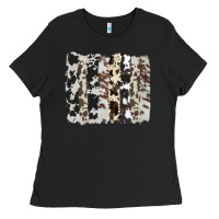 Black cowhide brushstroke Ladies Tee - AdoDesignShop