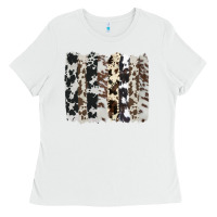 White cowhide brushstroke Ladies Tee - AdoDesignShop