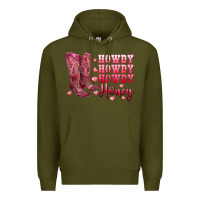 Army Green howdy howdy howdy honey with cowgirl boots Premium Hoodie - RanaPortraitStore