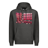 Charcoal Heather howdy howdy howdy honey with cowgirl boots Premium Hoodie - RanaPortraitStore