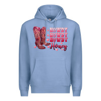 Colony Blue howdy howdy howdy honey with cowgirl boots Premium Hoodie - RanaPortraitStore
