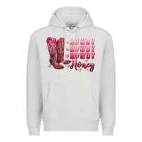 Dove Grey howdy howdy howdy honey with cowgirl boots Premium Hoodie - RanaPortraitStore