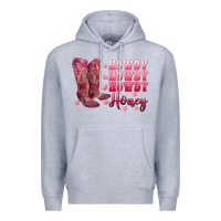Heather Grey howdy howdy howdy honey with cowgirl boots Premium Hoodie - RanaPortraitStore