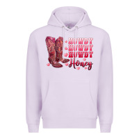 Lilac howdy howdy howdy honey with cowgirl boots Premium Hoodie - RanaPortraitStore