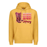 Mustard howdy howdy howdy honey with cowgirl boots Premium Hoodie - RanaPortraitStore