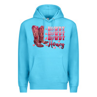 Ocean Blue howdy howdy howdy honey with cowgirl boots Premium Hoodie - RanaPortraitStore