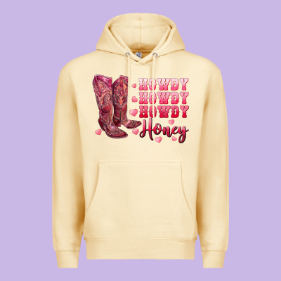 Howdy Howdy Howdy Honey With Cowgirl Boots Premium Hoodie Designed By Ranaportraitstore