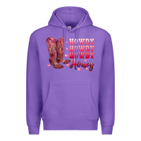 Purple howdy howdy howdy honey with cowgirl boots Premium Hoodie - RanaPortraitStore