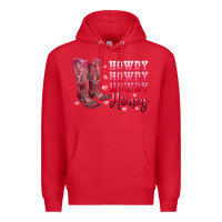 Red howdy howdy howdy honey with cowgirl boots Premium Hoodie - RanaPortraitStore