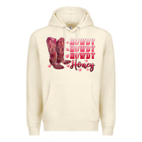 Sandshell howdy howdy howdy honey with cowgirl boots Premium Hoodie - RanaPortraitStore