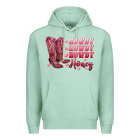 Seafoam howdy howdy howdy honey with cowgirl boots Premium Hoodie - RanaPortraitStore