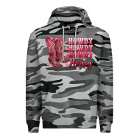 Slate Camo howdy howdy howdy honey with cowgirl boots Premium Hoodie - RanaPortraitStore