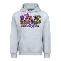 Heather Grey Love Mardi Gras with gnome Urban Hoodie - HowdyJamesFarm