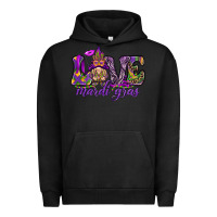 Pigment Black Love Mardi Gras with gnome Urban Hoodie - HowdyJamesFarm