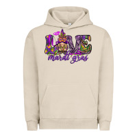 Pigment French Oak Love Mardi Gras with gnome Urban Hoodie - HowdyJamesFarm